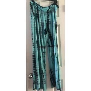 Jesse & J Womens 3XL casual loose turqoise black comfort soft designer pants